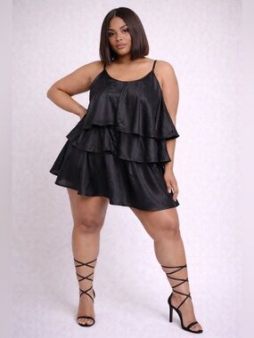 Black Tiered Ruffle Slip Dress for you!